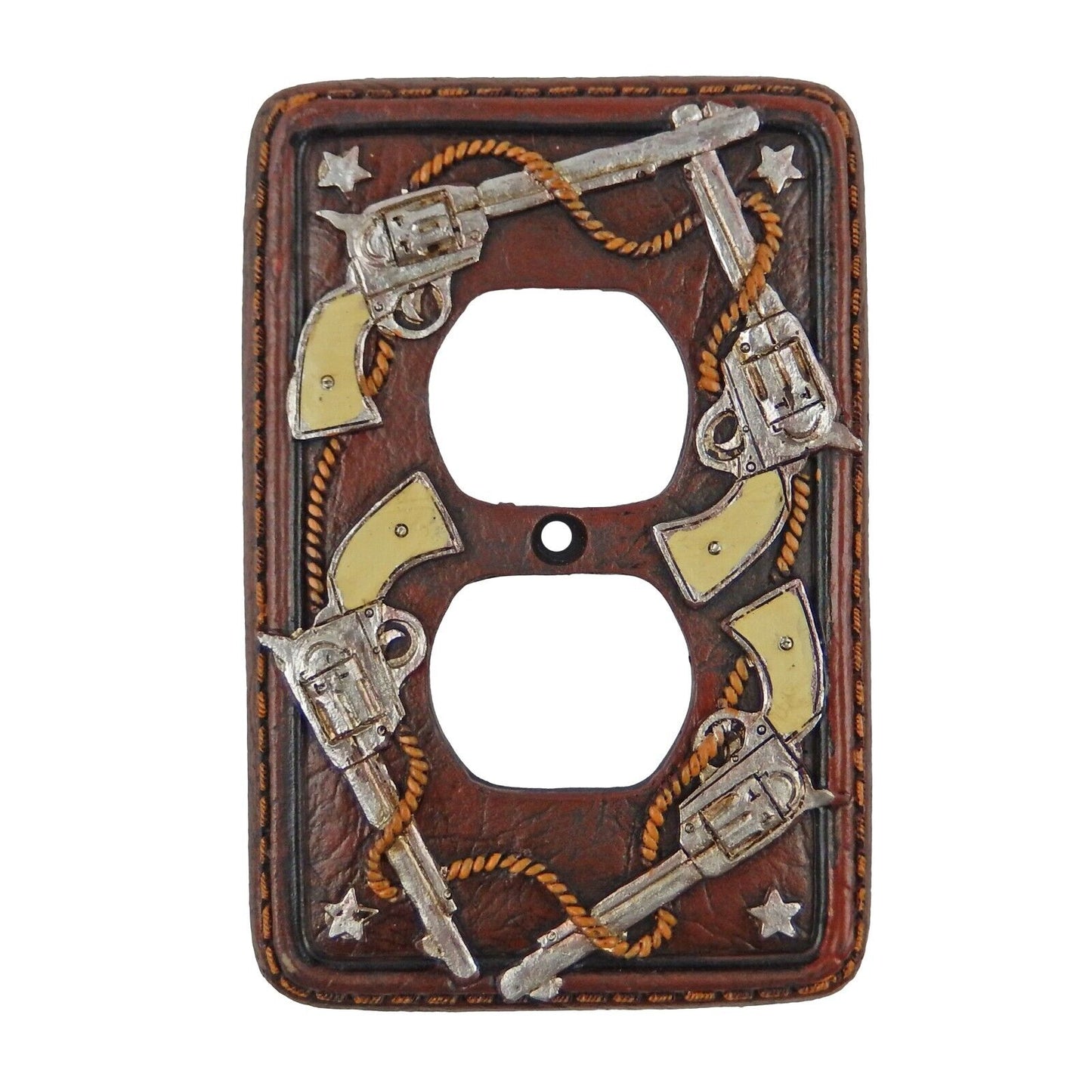 Old West Rustic Pistols Rope Stars Wall Plates Covers Single Double Plug