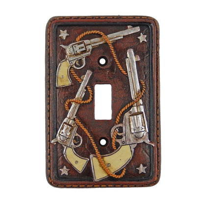 Old West Rustic Pistols Rope Stars Wall Plates Covers Single Double Plug