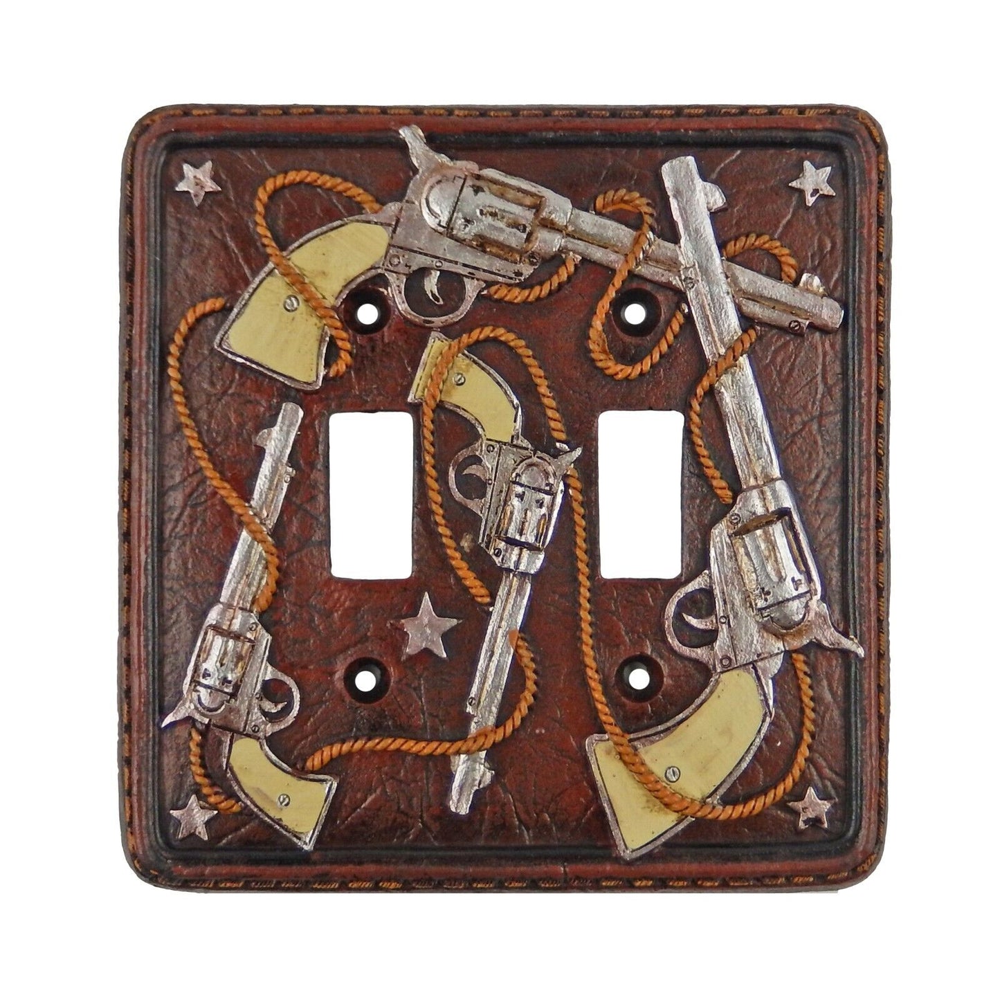 Old West Rustic Pistols Rope Stars Wall Plates Covers Single Double Plug