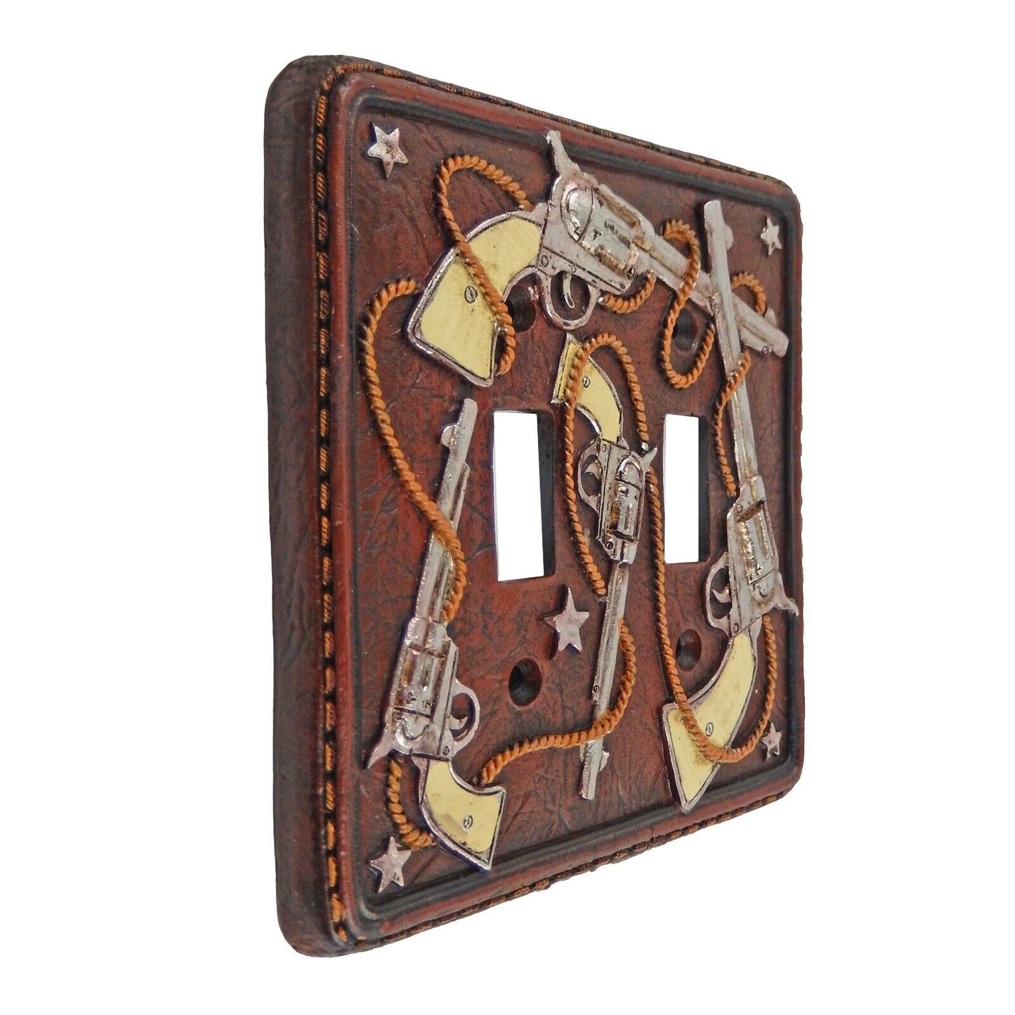 Old West Rustic Pistols Rope Stars Wall Plates Covers Single Double Plug