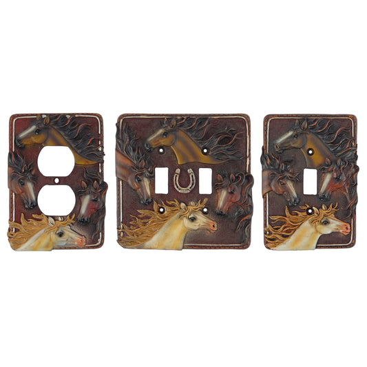 Western Country Horses Switch Wall Plate Covers Single Outlet Toggle Brown