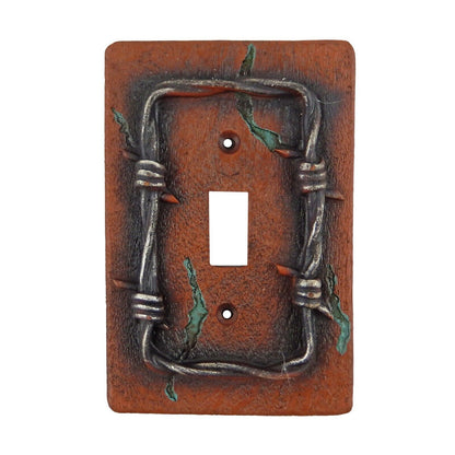 Western Rustic Barbed Wire Wall Plate Cover Single Toggle Switch Wood Look