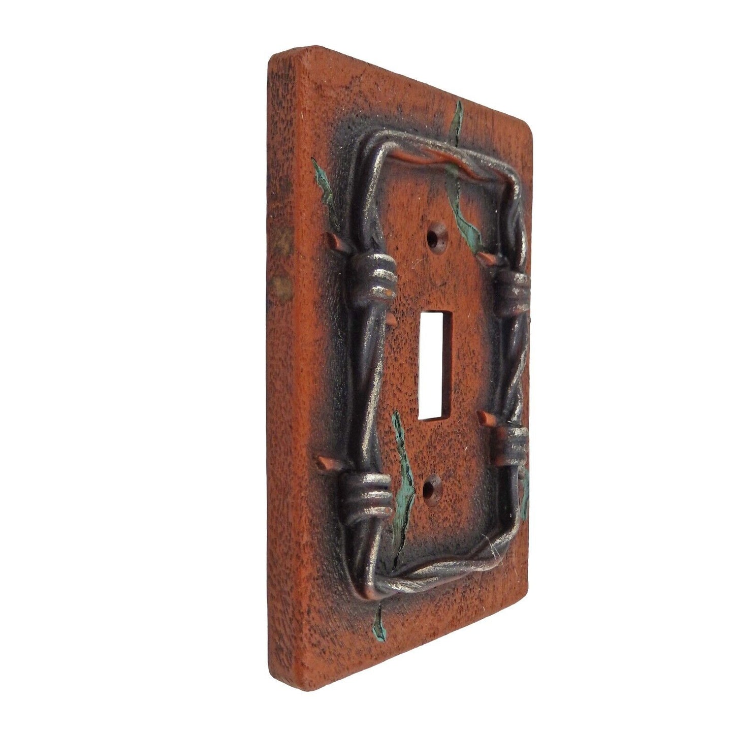 Western Rustic Barbed Wire Wall Plate Cover Single Toggle Switch Wood Look