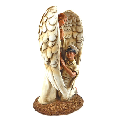 Navy Sailor Winged Guardian Angel Statue Figurine Military Religious Decor