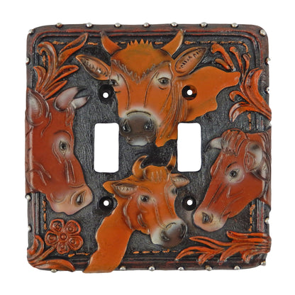 Rustic Western Country Cows Switch Wall Plate Covers Single Outlet Toggle Brown