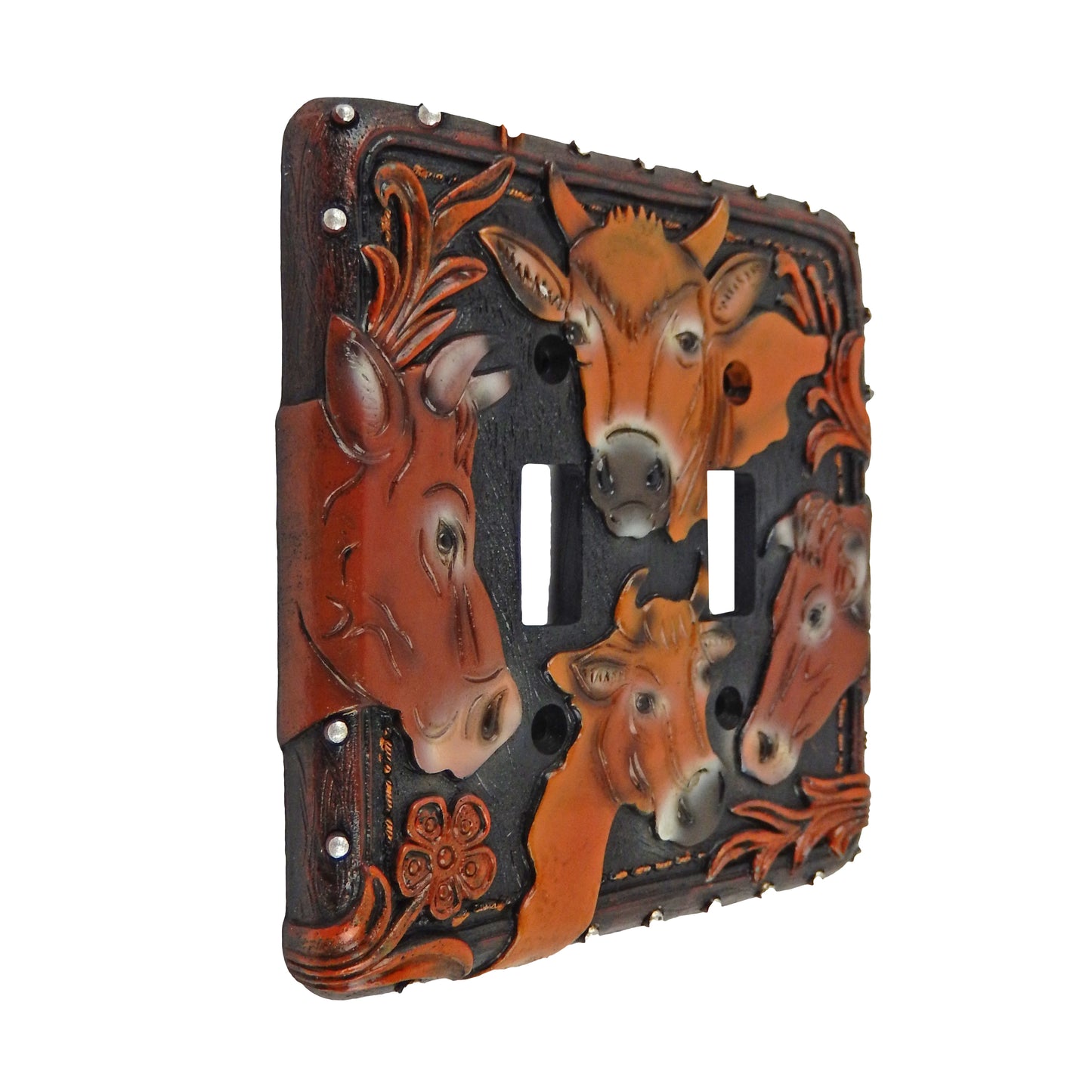 Rustic Western Country Cows Switch Wall Plate Covers Single Outlet Toggle Brown