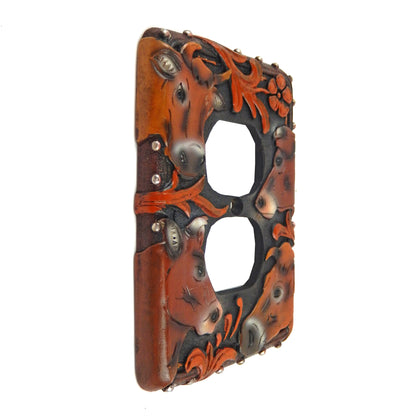 Rustic Western Country Cows Switch Wall Plate Covers Single Outlet Toggle Brown