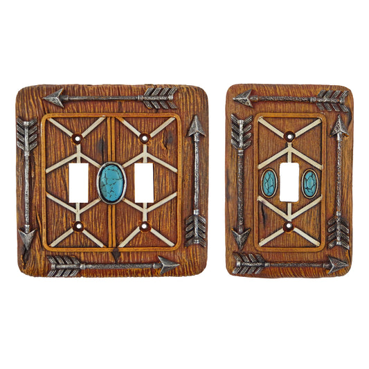 Southwestern Turquoise Arrows Switch Toggle Wall Plate Covers Wood Look