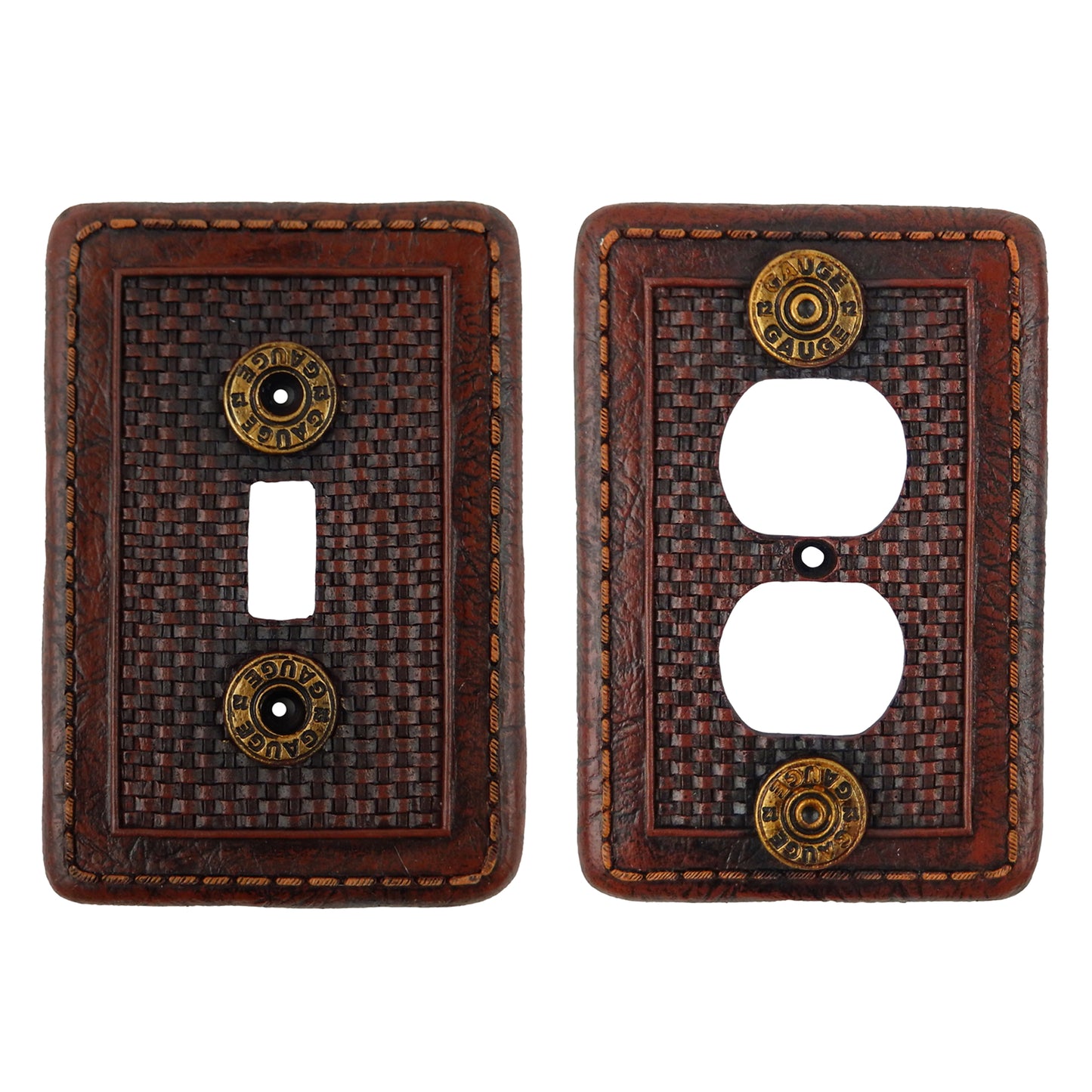 12 Gauge Red Shotgun Shell Switch Wall Plate Covers Weave Stitched Pattern