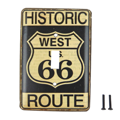 Metal Rustic Historic West US Route 66 Single Toggle Switch Wall Plate Cover