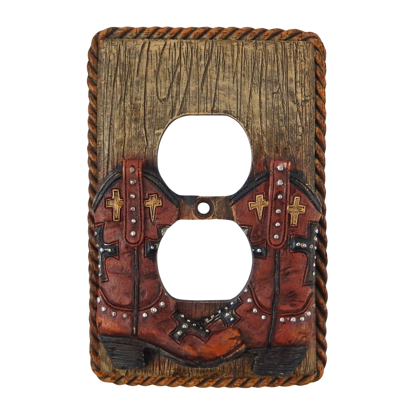 Western Brown Boots Rope Wall Plate Covers Single Double Toggle Switch Outlet