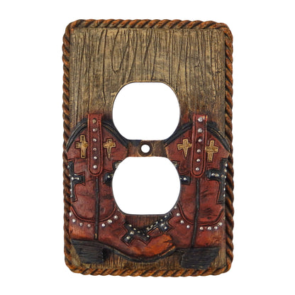 Western Brown Boots Rope Wall Plate Covers Single Double Toggle Switch Outlet