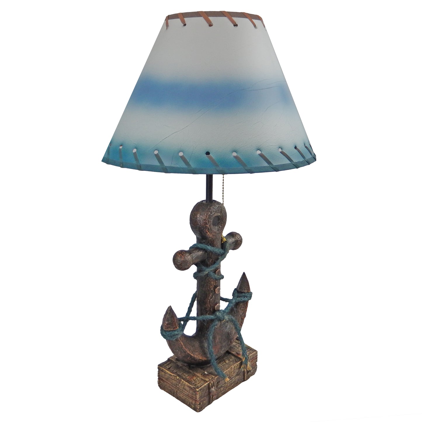 Ship Anchor Rope Table Lamp with 12" Teal White Shade Nautical Coastal 22" Tall