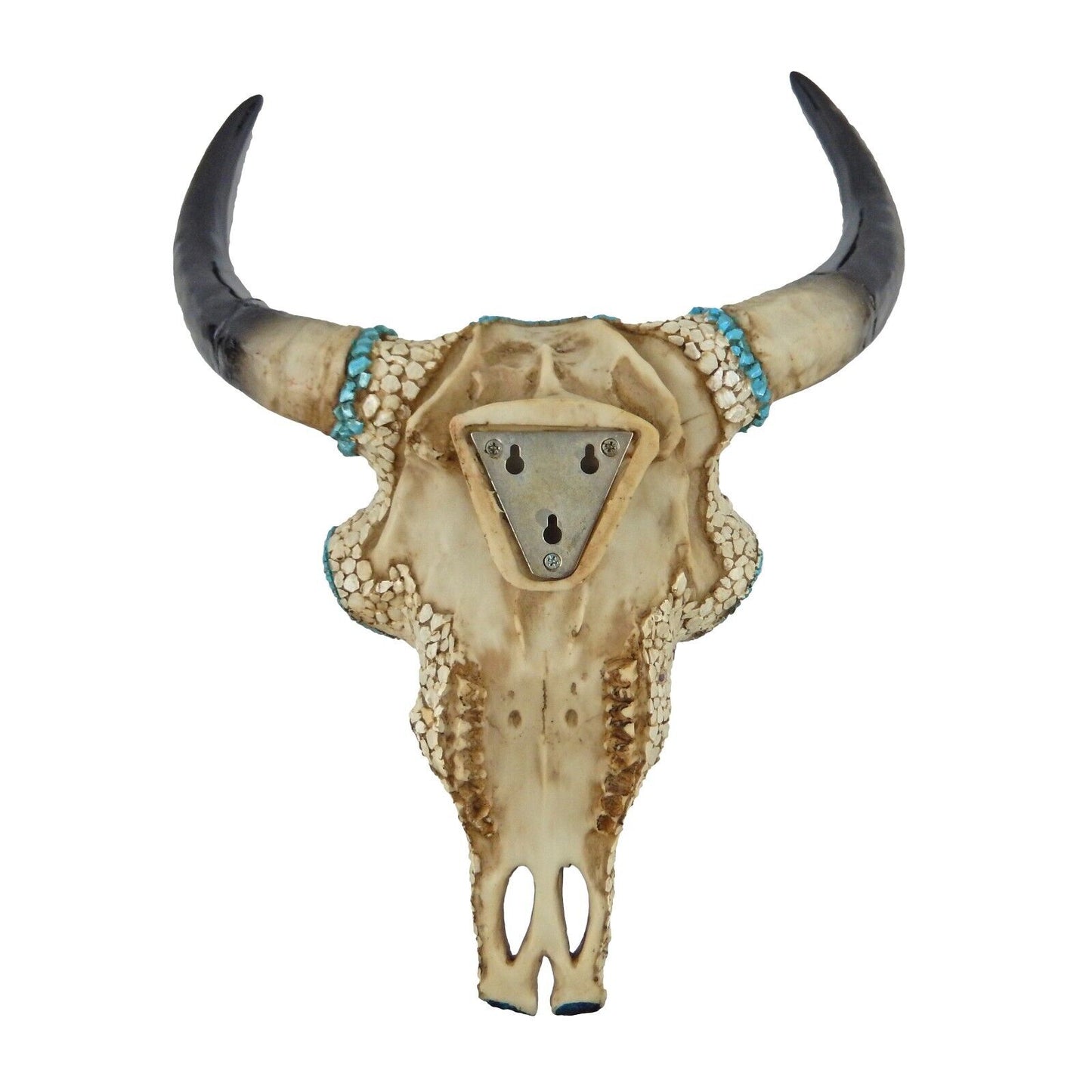 Southwestern Americana Adorned Steer Head Wall Decor Stones Inlay 16.5 inch Tall