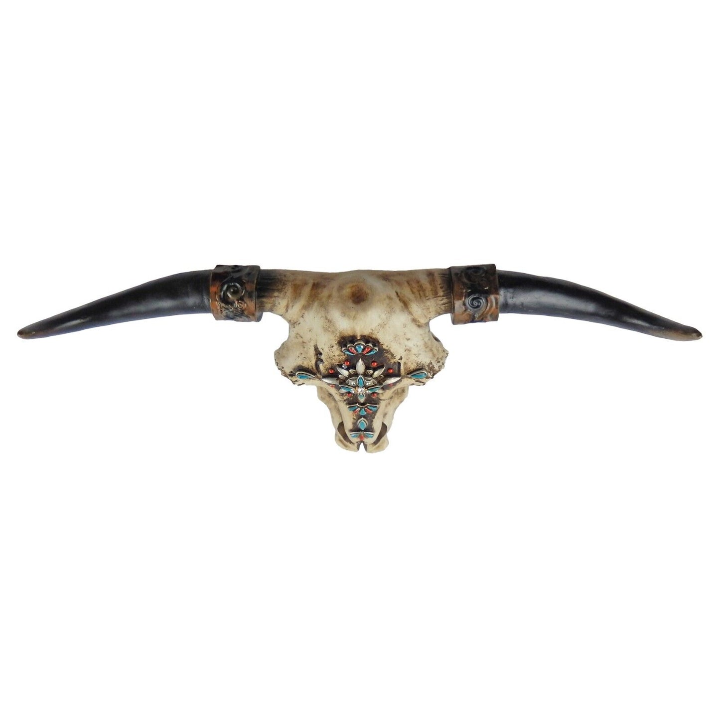 Southwestern Americana Adorned Steer Head Wall Decor White Stones 20 inch