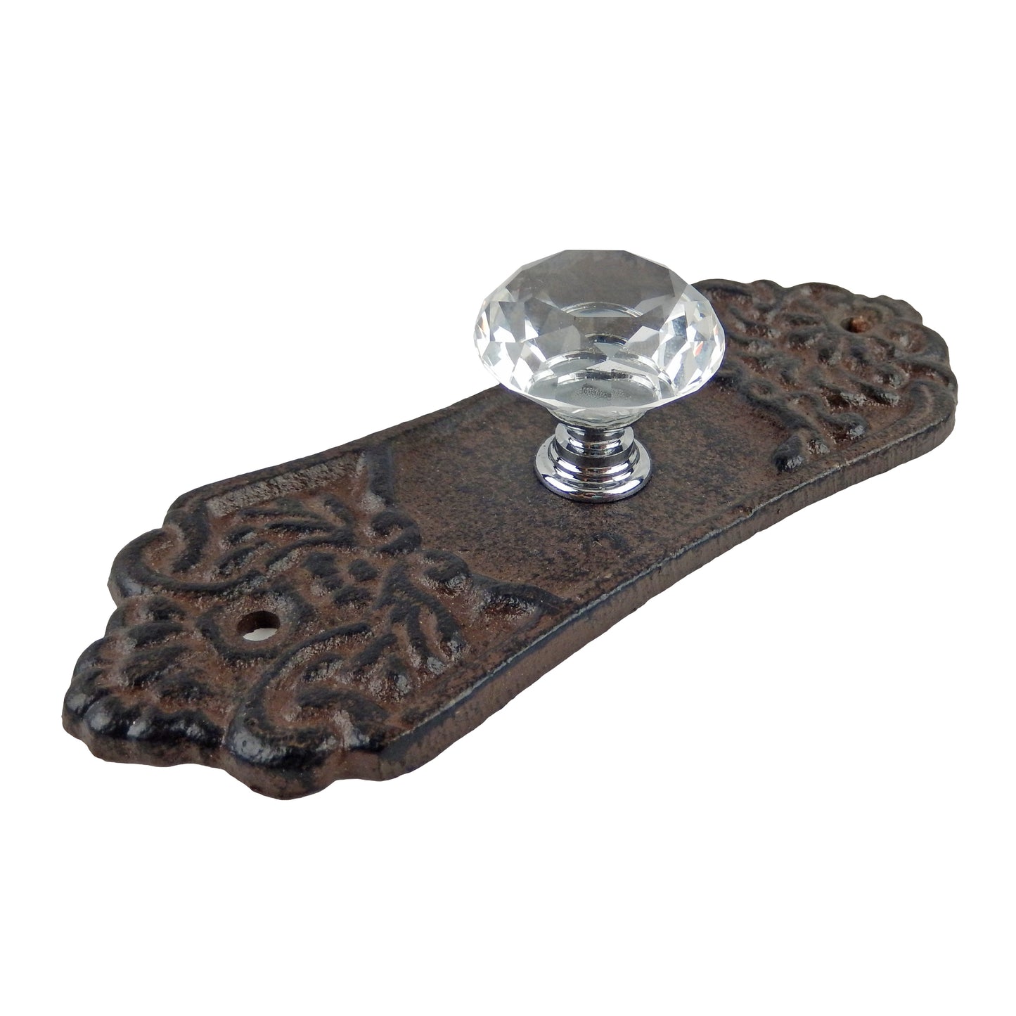 Cast Iron Crystal Door Handle Cabinet Drawer Pull Knob Fleur De Lis 5.5 inch