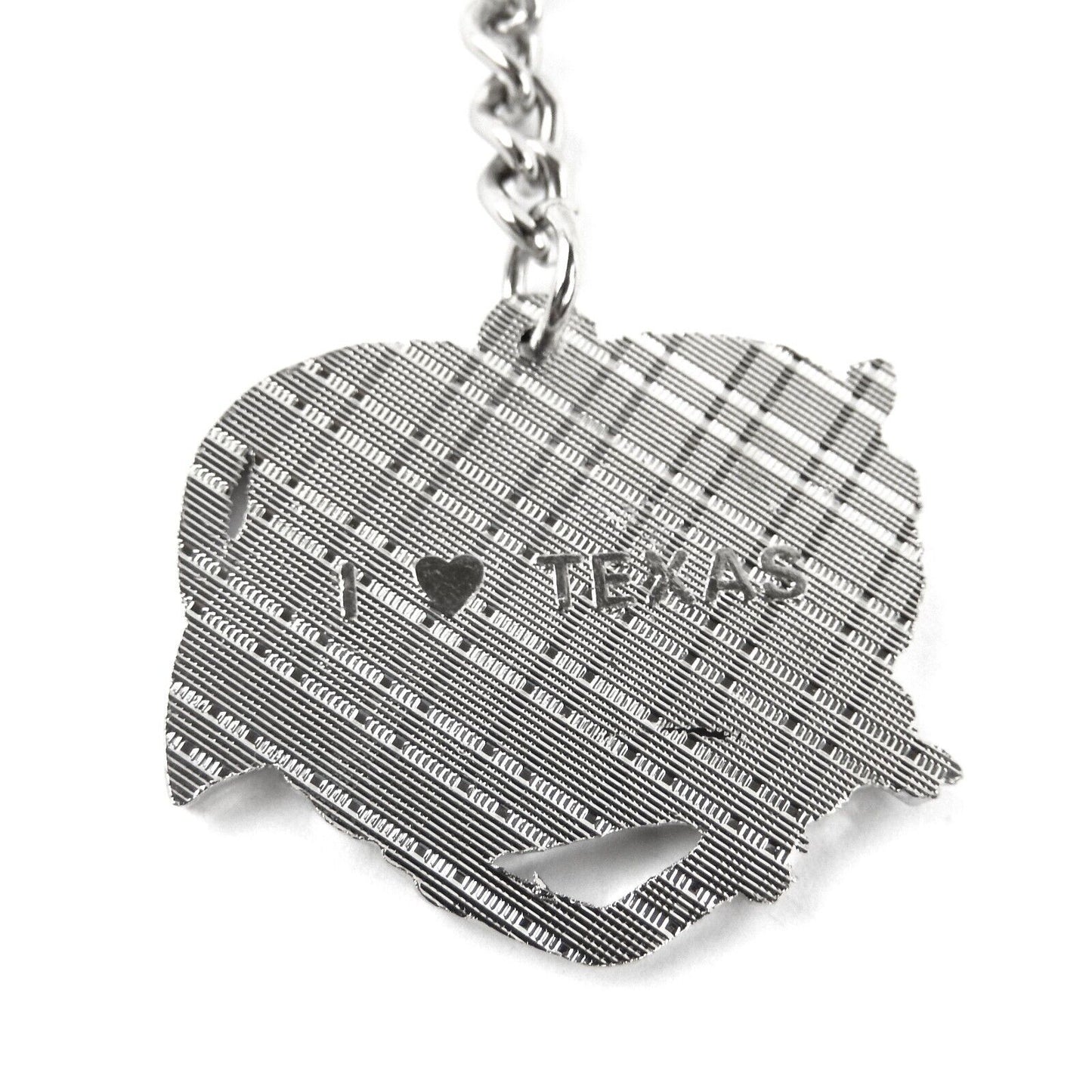 Heart Shaped Keychain Fob Proud to be American I Love Texas Flag Eagle Silver