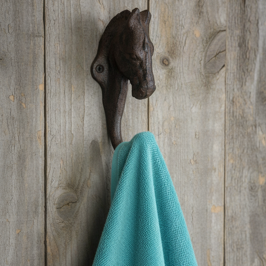 Cast Iron Horse Head Door Western Wall Hook Key Towel Coat Hanger Rustic Brown