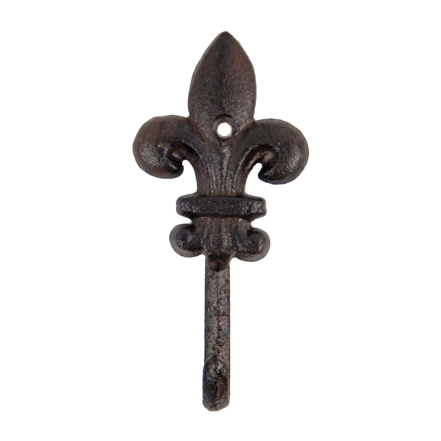 Small Cast Iron Fleur De Lis Wall Hook Key Towel Cap Coat Hanger Rustic Brown