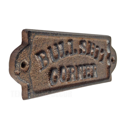 Cast Iron Bullshit Corner Sign Man Cave Wall Decor Plaque Embossed Rustic Brown