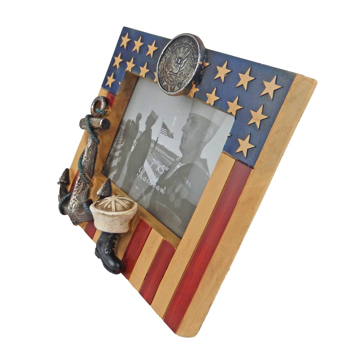 Rustic Navy Seal Anchor American Flag Military 5 x 7 inch Picture Photo Frame