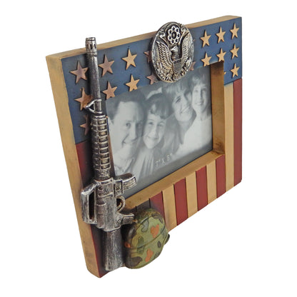 American Flag Army Seal 5 x 7 inch Picture Photo Frame Helmet Eagle Rifle