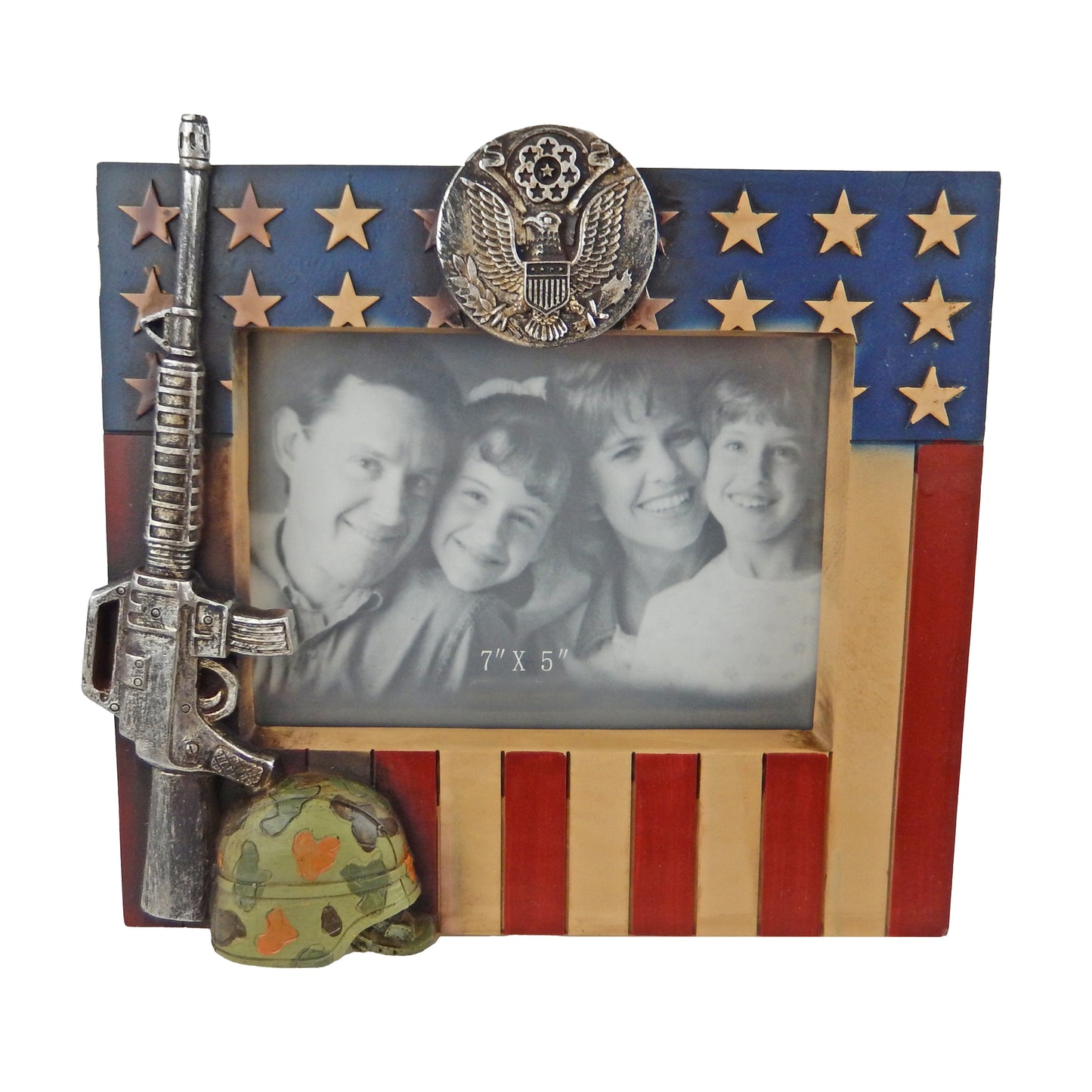 American Flag Army Seal 5 x 7 inch Picture Photo Frame Helmet Eagle Rifle