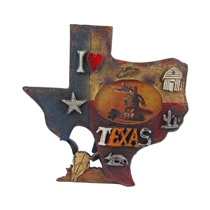 Small Texas Flag Map Picture Frame 3 x 2 inch Photo Star Cow Skull Armadillo