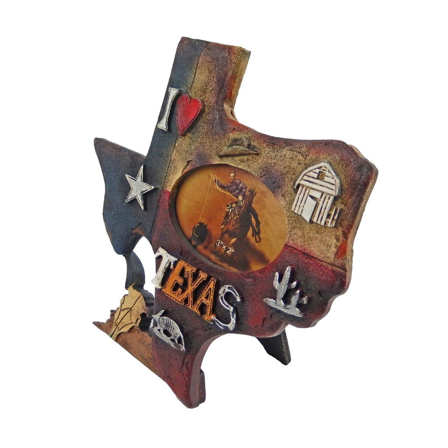 Small Texas Flag Map Picture Frame 3 x 2 inch Photo Star Cow Skull Armadillo