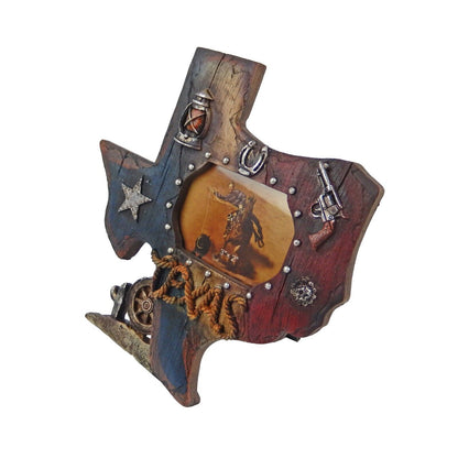 Small Texas Flag Map Picture Frame 3 x 2 inch Photo Star Pistol Wagon Wheel