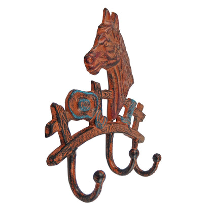 Rustic Western Heavy Cast Iron Horse Head Wall Hook Rack Key Towel Coat Hanger