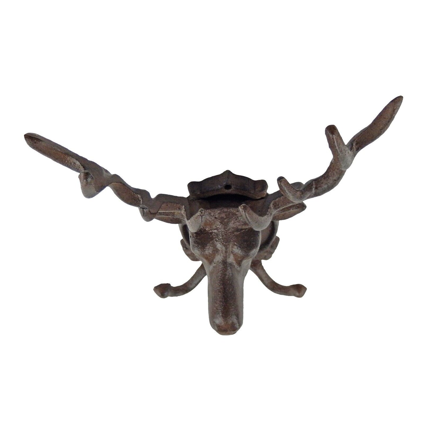 Cast Iron Deer Head Buck Double Wall Hook Rack Key Towel Coat Hat Hanger Brown