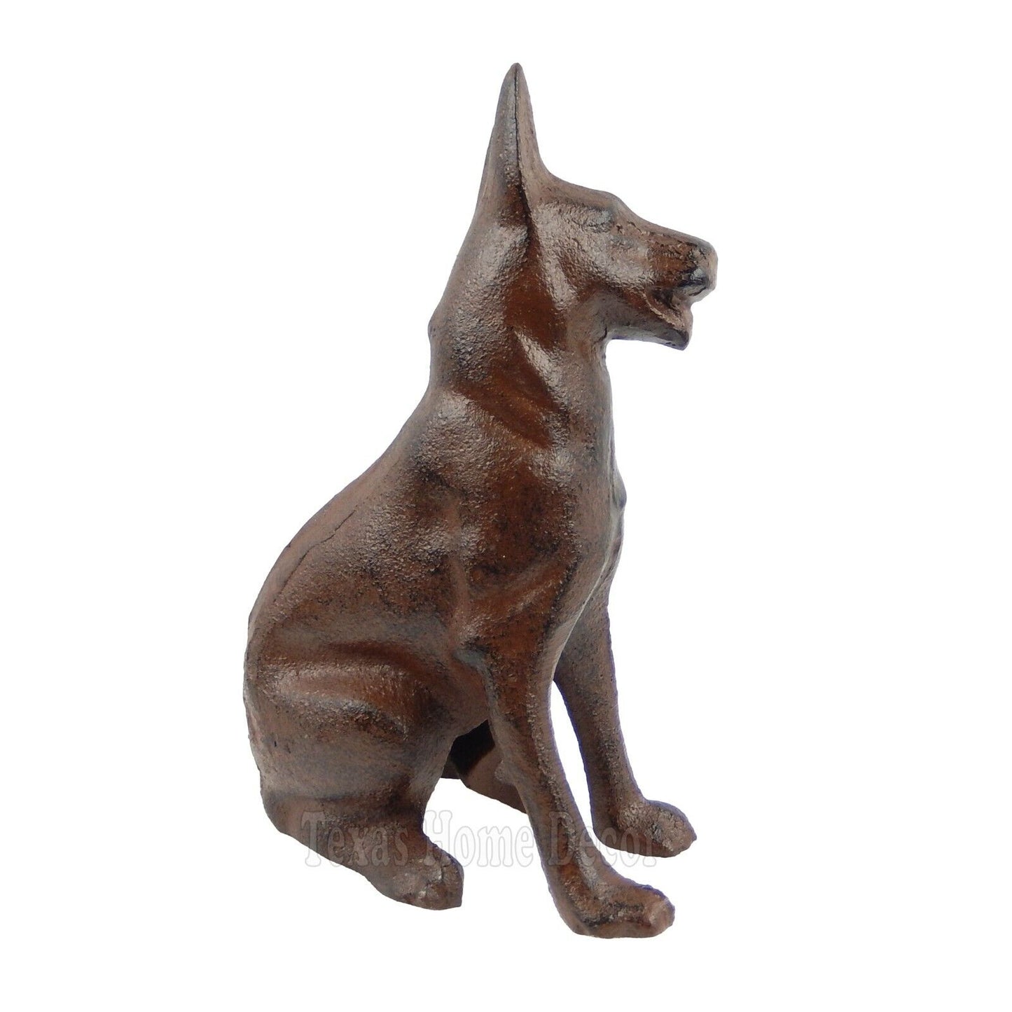 German Shepherd Dog Figurine Statue Cast Iron Rustic Brown Finish 6" Tall