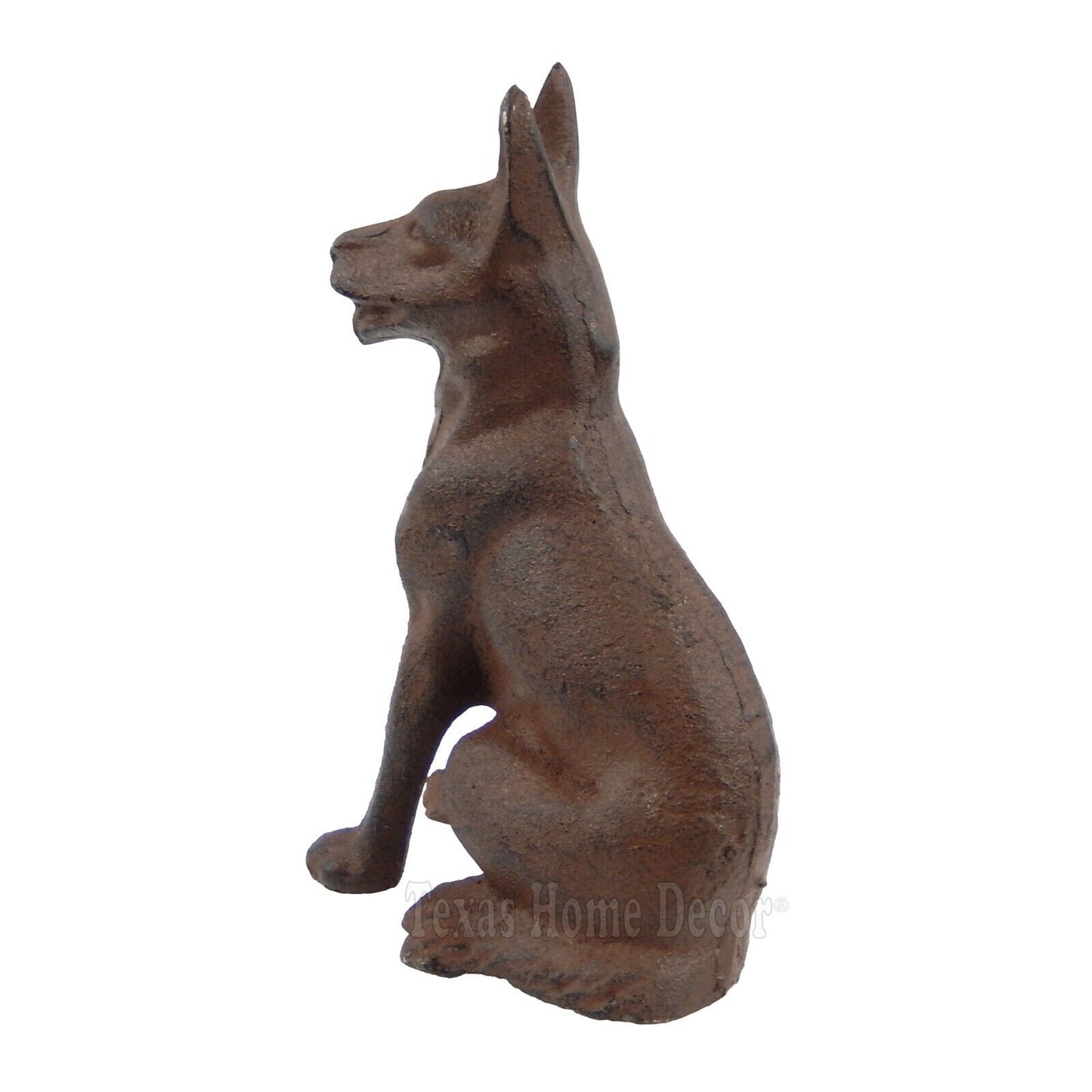 German Shepherd Dog Figurine Statue Cast Iron Rustic Brown Finish 6" Tall