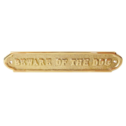 Beware of The Dog Solid Brass Sign Embossed Letters Screws Included 8 1/2"