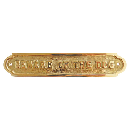 Beware of The Dog Solid Brass Sign Embossed Letters Screws Included 8 1/2"
