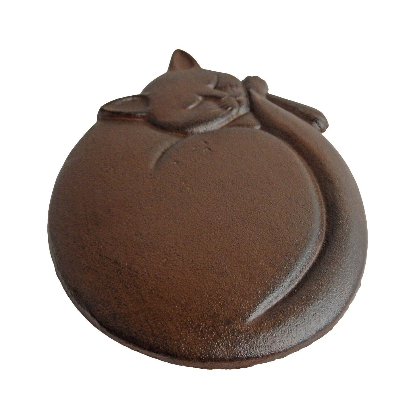 Cast Iron Cat Stepping Stone Garden Yard Flower Bed Decor Rustic Brown 11 inch