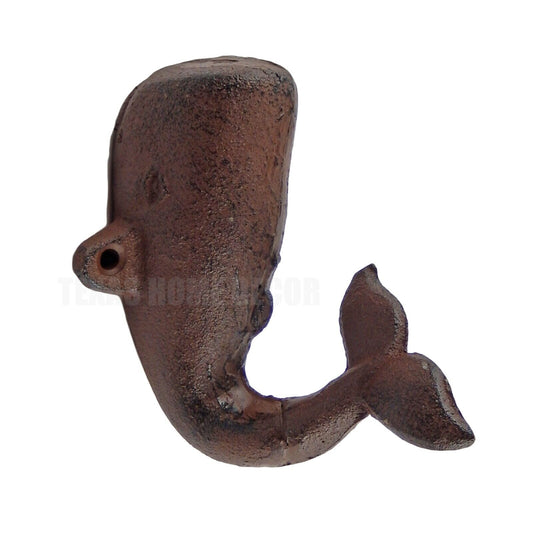 Cast Iron Whale Tail Wall Hook Coat Towel Hanger Rustic Nautical Beach Decor