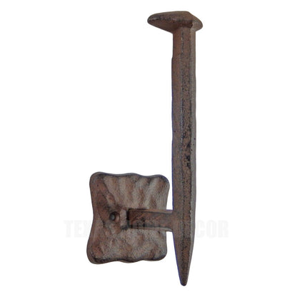 Railroad Spike Wall Hook Hat Coat Hanger Holder Iron Heavy Duty Rustic Brown