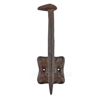 Railroad Spike Wall Hook Hat Coat Hanger Holder Iron Heavy Duty Rustic Brown