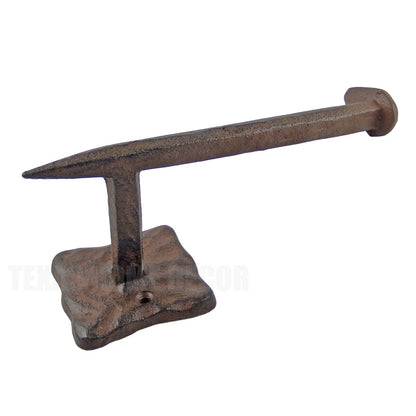 Railroad Spike Wall Hook Hat Coat Hanger Holder Iron Heavy Duty Rustic Brown