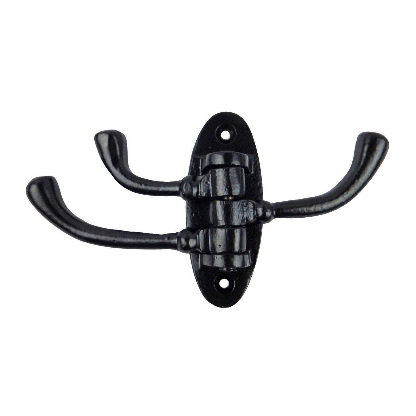 Cast Iron 3 Arms Swivel Wall Hook Behind Door Purse Towel Coat Hanger Black