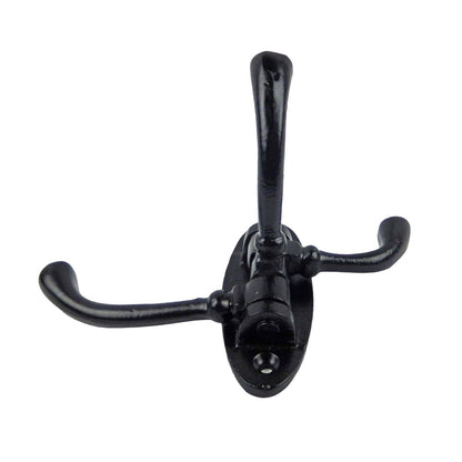 Cast Iron 3 Arms Swivel Wall Hook Behind Door Purse Towel Coat Hanger Black