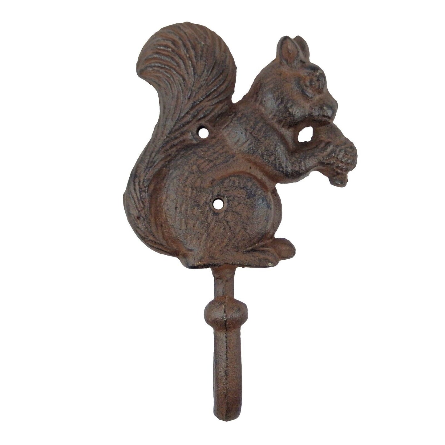 Cast Iron Squirrel Key Hook Wall Mounted Coat Towel Hanger Rustic Brown Finish