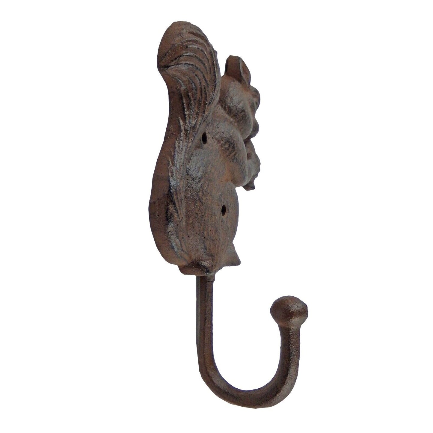 Cast Iron Squirrel Key Hook Wall Mounted Coat Towel Hanger Rustic Brown Finish