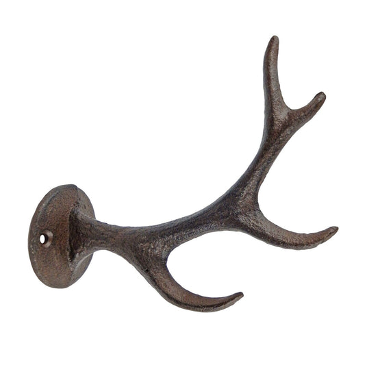 Cast Iron Deer Buck Antler Wall Hook Key Towel Coat Hat Hanger Cabin Lodge Decor