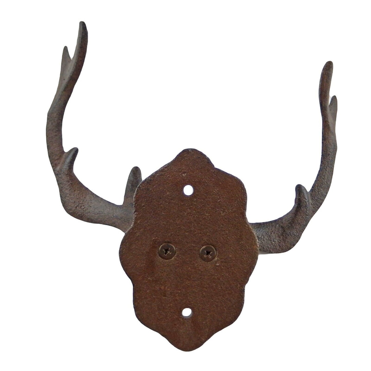 Large Cast Iron Deer Buck Antler Wall Hook Hat Coat Rack Cabin Lodge Decor Brown