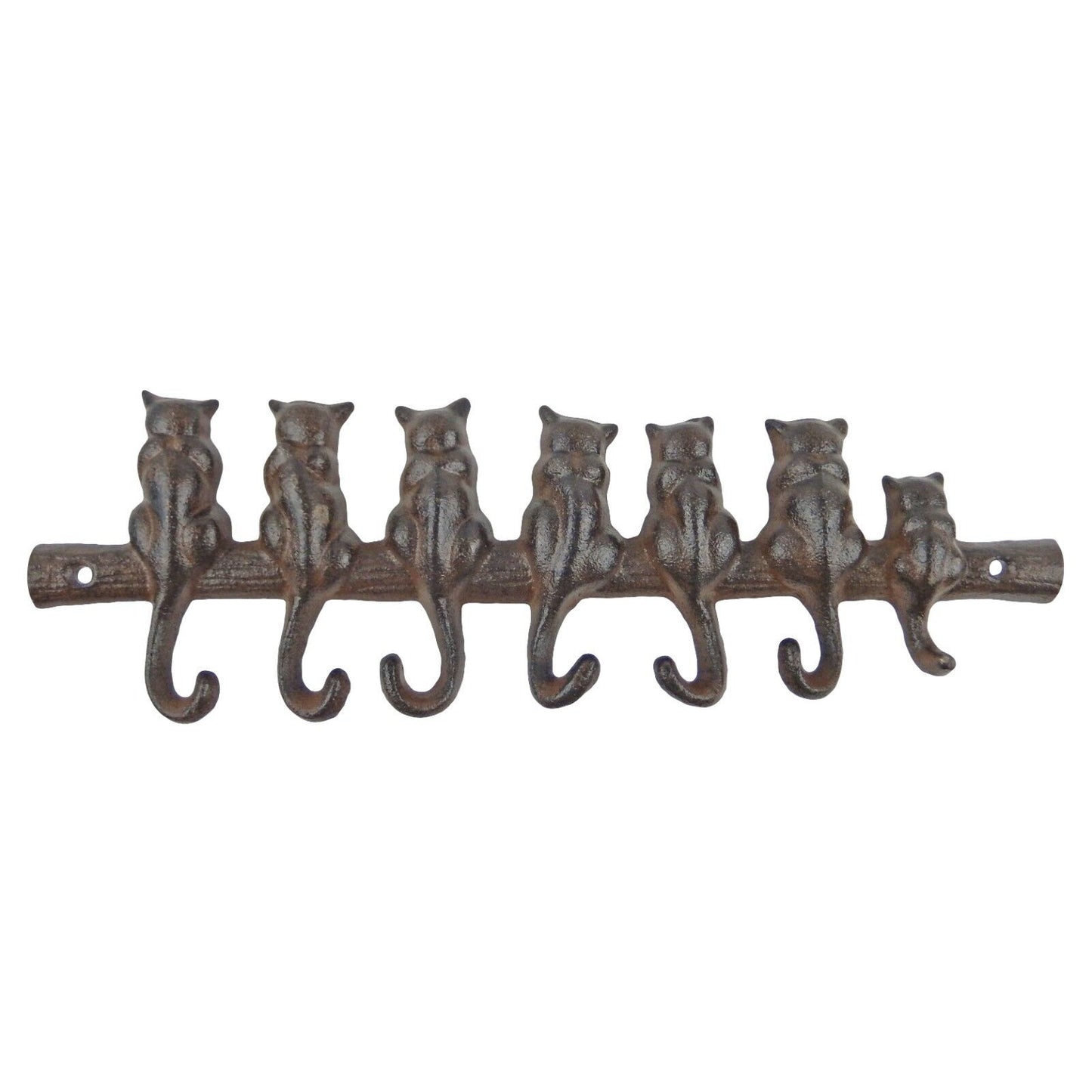 Cast Iron Cat Tails Wall Hook Rack Key Leash Hanger 7 Usable Hooks Rustic Brown