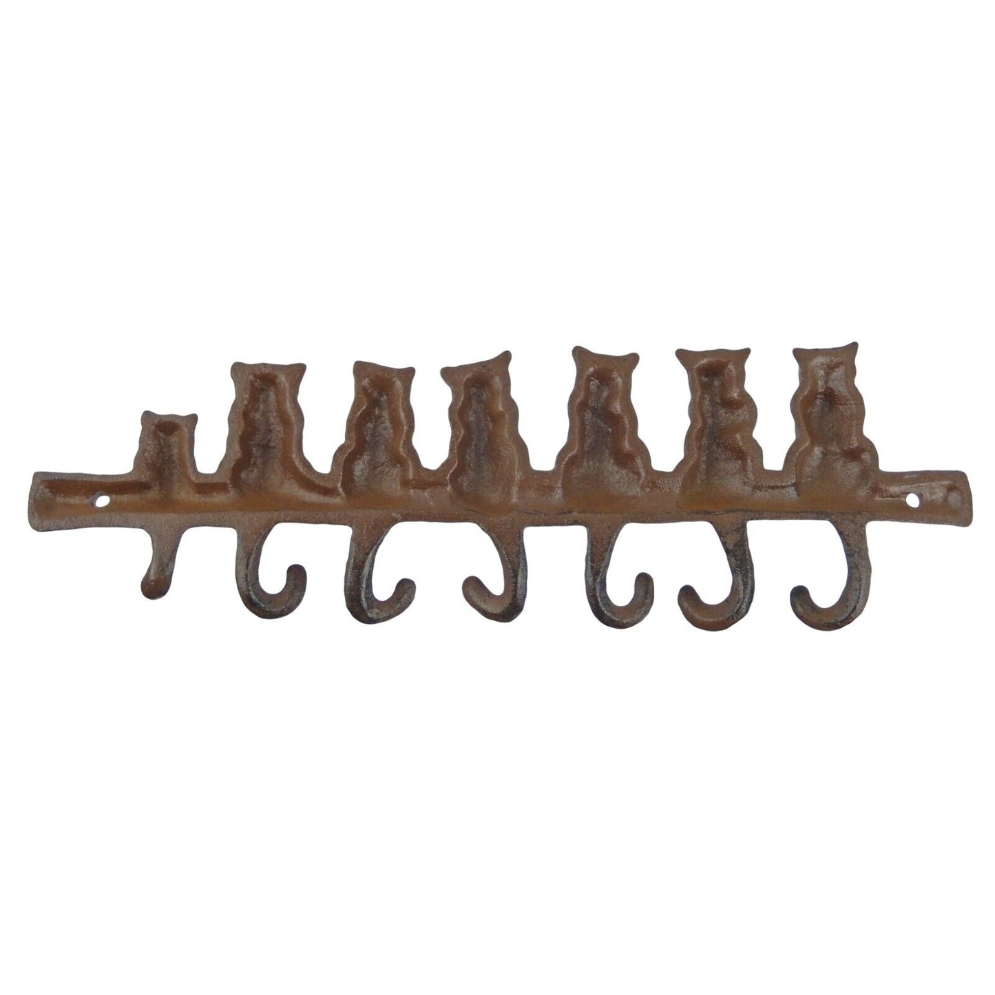 Cast Iron Cat Tails Wall Hook Rack Key Leash Hanger 7 Usable Hooks Rustic Brown