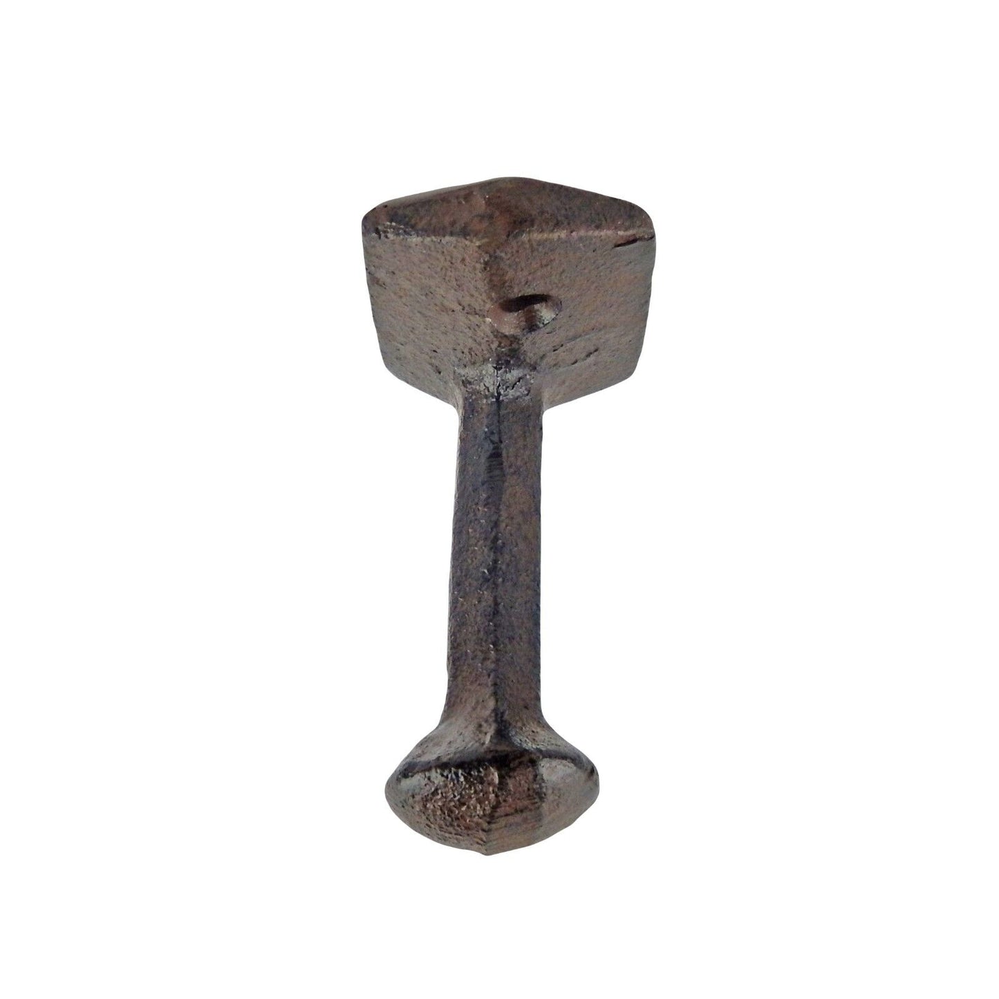 Small Cast Iron Railroad Spike Head Wall Hook Industrial Towel Coat Hanger Brown